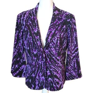 Brandon Thomas Blazer Jacket Womens Medium Purple Black Abstract Career Casual
